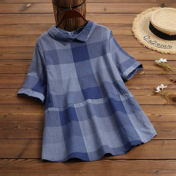 women's blouses & shirts check zanzea 2021 kaftan summer short sleeve female casual back button blusas oversize plaid tunic, White
women's blouses & shirts check zanzea 2021 kaftan summer short sleeve female casual back button blusas oversize plaid tunic, White