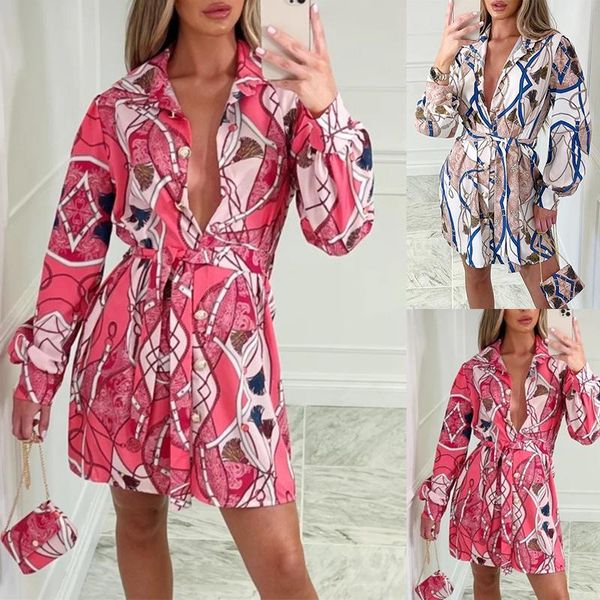 casual dresses fashion digital print tether high waist long sleeve lapel big breasted shirt dress, Black;gray
casual dresses fashion digital print tether high waist long sleeve lapel big breasted shirt dress, Black;gray