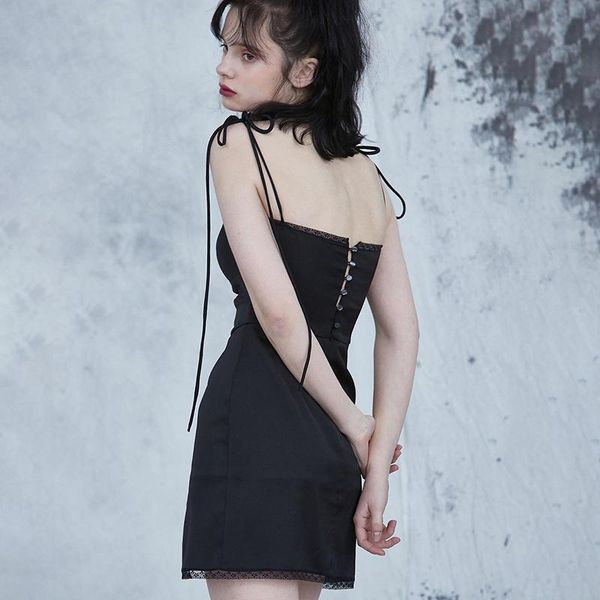 spaghetti straps bodycon gothic black dress women streetwear harajuku lace up mini female casual purple dresses, Black;gray
spaghetti straps bodycon gothic black dress women streetwear harajuku lace up mini female casual purple dresses, Black;gray