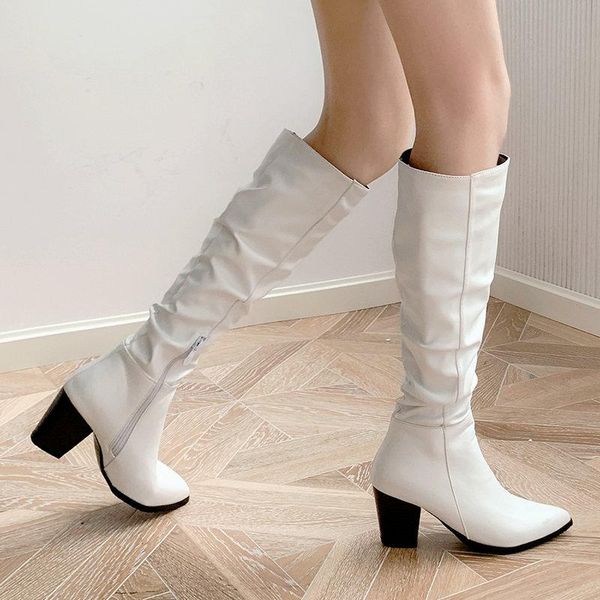 boots black white fashion pleated knee high autumn winter women square heel long zippe pointed lady shoes
boots black white fashion pleated knee high autumn winter women square heel long zippe pointed lady shoes