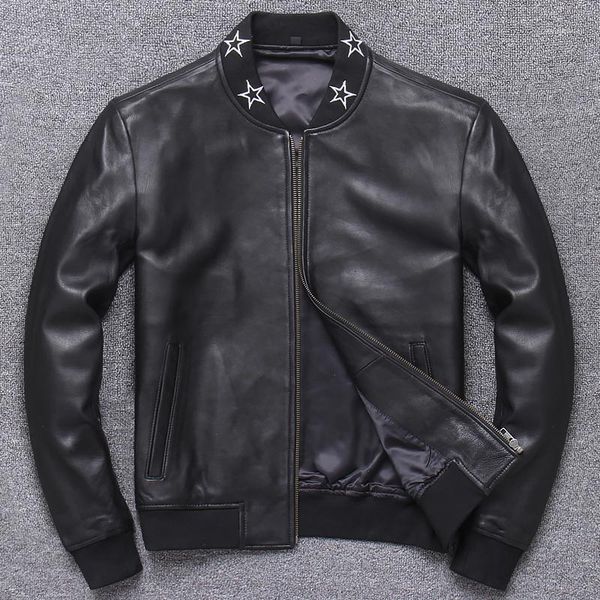 men's leather & faux genuine pure natural sheepskin black jacket korean style slim short spring/autumn coat
men's leather & faux genuine pure natural sheepskin black jacket korean style slim short spring/autumn coat