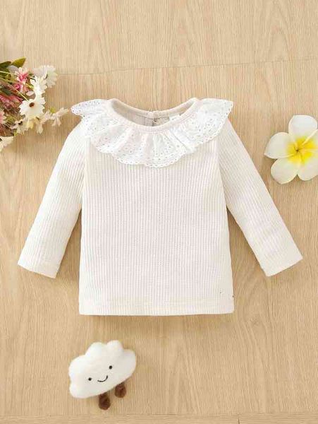 baby eyelet embroidery waffle knit tee she, Blue 
baby eyelet embroidery waffle knit tee she, Blue