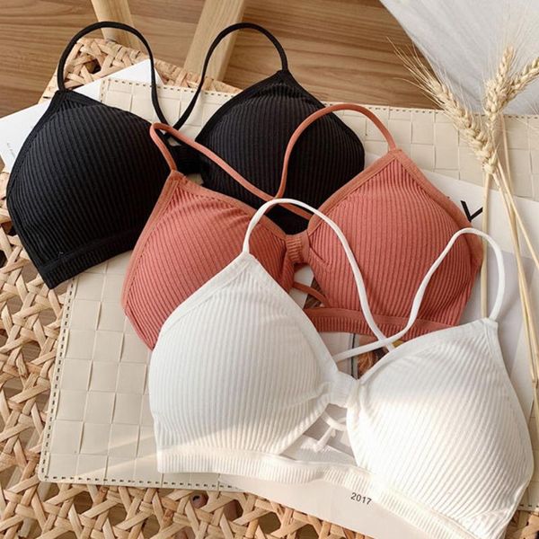 bras 2021 fashion ladies bralette women fitness bra solid color ribbed female underwear padded lingerie, Red;black
bras 2021 fashion ladies bralette women fitness bra solid color ribbed female underwear padded lingerie, Red;black