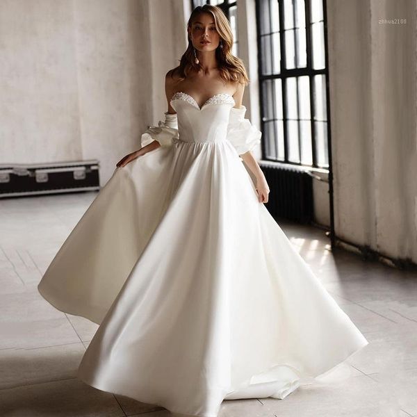 other wedding dresses simple vintage dress with sleeve robe de mariage 2021 bride satin plus size gowns crystals beads sweet1, White
other wedding dresses simple vintage dress with sleeve robe de mariage 2021 bride satin plus size gowns crystals beads sweet1, White
