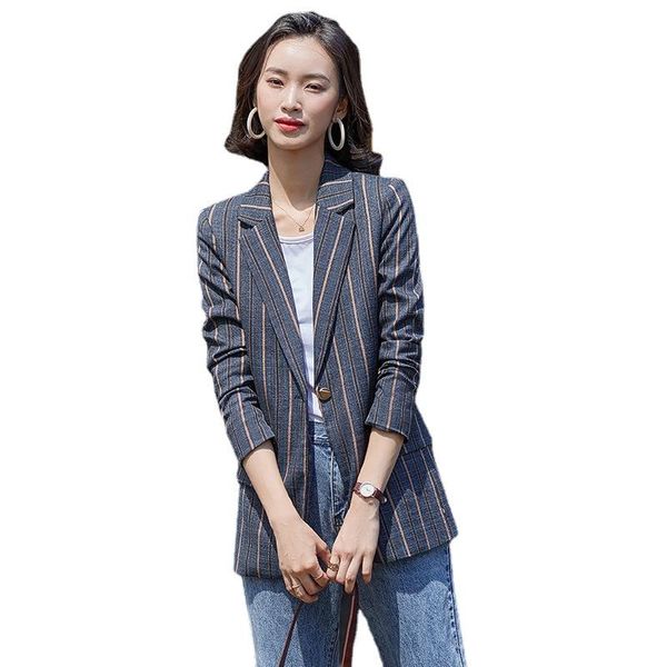 women's suits & blazers small blazer 2021 korean loose fashion temperament stripe british casual suit winter clothes women, White;black
women's suits & blazers small blazer 2021 korean loose fashion temperament stripe british casual suit winter clothes women, White;black