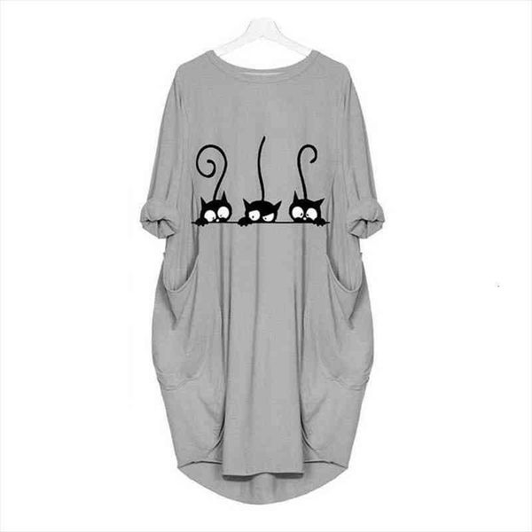 autumn fashion cat print women dress o neck long sleeve loose elegant party ladies dresses plus size casual midi vestidos, Black;gray
autumn fashion cat print women dress o neck long sleeve loose elegant party ladies dresses plus size casual midi vestidos, Black;gray