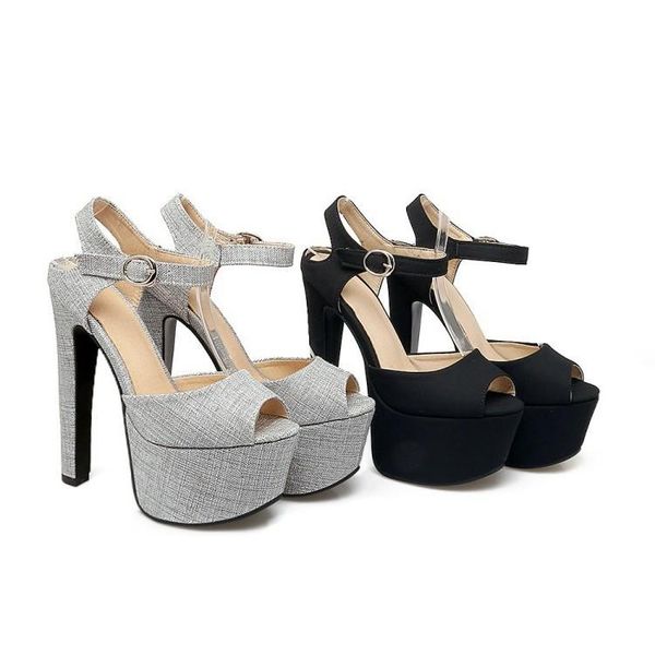dress shoes 2021 summer women's nightclub water table thick heel super high size fashion sandals, Black
dress shoes 2021 summer women's nightclub water table thick heel super high size fashion sandals, Black
