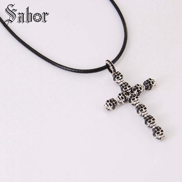 pendant necklaces full skull zircon cross & faux leather necklace rebel jewelry for men women nb133, Silver
pendant necklaces full skull zircon cross & faux leather necklace rebel jewelry for men women nb133, Silver