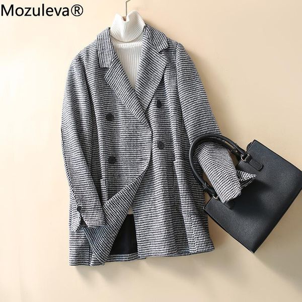 women's wool & blends mozuleva houndstooth woolen coat suit women autumn winter japanese loose long hand-stitched outwear, Black
women's wool & blends mozuleva houndstooth woolen coat suit women autumn winter japanese loose long hand-stitched outwear, Black