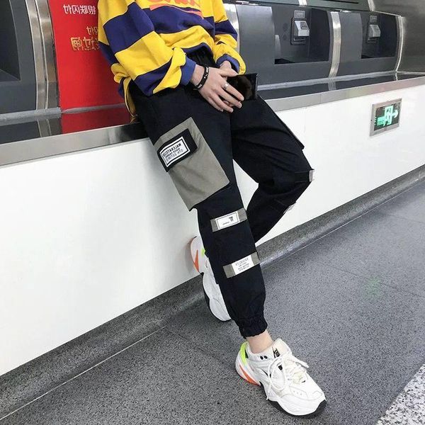 men's pants korean hip hop streetwear joggers fashion men casual cargo pant trousers high street elastic waist harem, Black
men's pants korean hip hop streetwear joggers fashion men casual cargo pant trousers high street elastic waist harem, Black