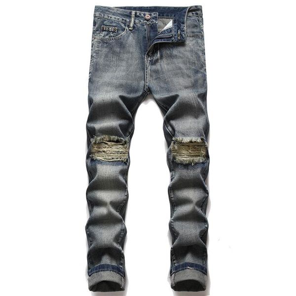 men's jeans fashion quality men casual ripped autumn washed straight slim motorcycle biker denim pants male trousers, Blue
men's jeans fashion quality men casual ripped autumn washed straight slim motorcycle biker denim pants male trousers, Blue