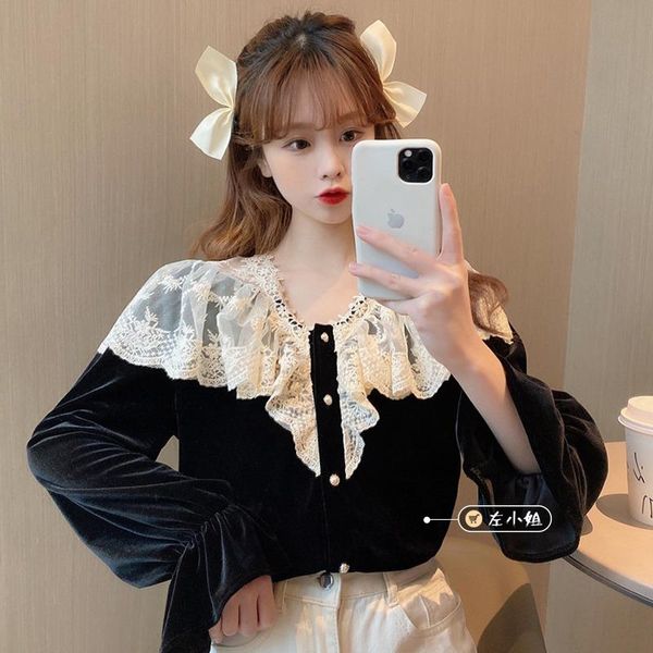 spring 2021 lace ruffles patchwork v-neck flare long sleeve velvet blouses women clothes sweet style ladies ins shirts women's &, White
spring 2021 lace ruffles patchwork v-neck flare long sleeve velvet blouses women clothes sweet style ladies ins shirts women's &, White