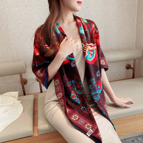 scarves 70% cashmere 30% silk scarf women fashion winter kerchief stole tribal style double-sided flower shawl bandana 53"*53", Blue;gray 
scarves 70% cashmere 30% silk scarf women fashion winter kerchief stole tribal style double-sided flower shawl bandana 53"*53", Blue;gray