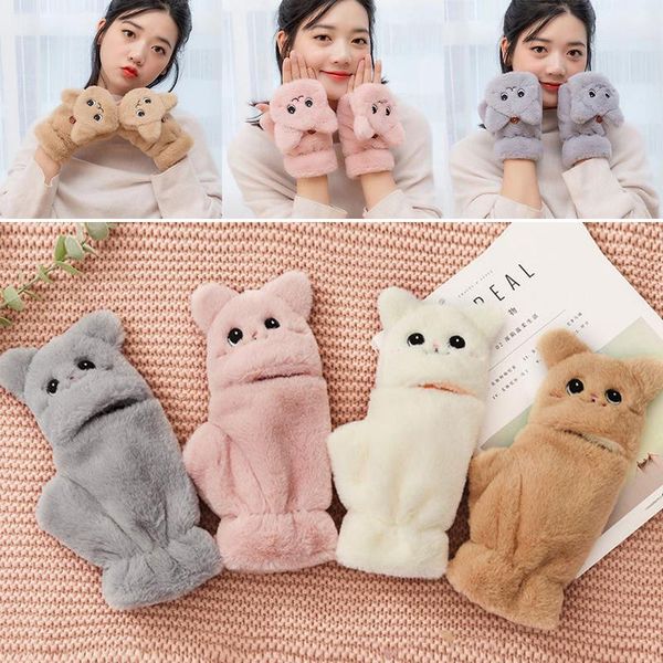 sports gloves winter warm soft fur knit mittens women flip half finger driving plush thick cute cat touch screen, Black
sports gloves winter warm soft fur knit mittens women flip half finger driving plush thick cute cat touch screen, Black