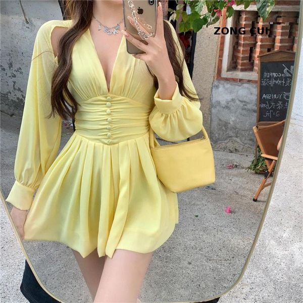 casual dresses korean fashion yellow mini dress vintage elegant chic women's deep v-neck hollow out high waist party autumn 2021 vestid, Black;gray
casual dresses korean fashion yellow mini dress vintage elegant chic women's deep v-neck hollow out high waist party autumn 2021 vestid, Black;gray