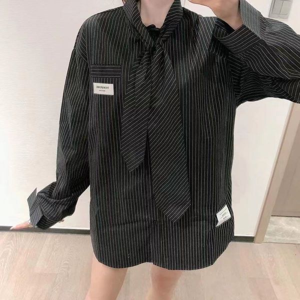 men's casual shirts spring and summer tb stripe chest tie cotton loose medium length long sleeve shirt for men and women, White;black
men's casual shirts spring and summer tb stripe chest tie cotton loose medium length long sleeve shirt for men and women, White;black