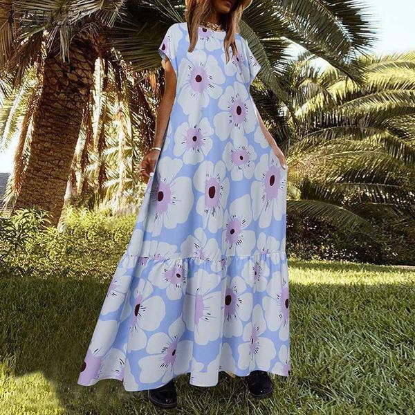female casual short sleeve vestidos zanzea 2021 summer print robe holiday o neck ruffle dresses womens chic bohemian maxi dress, Black;gray
female casual short sleeve vestidos zanzea 2021 summer print robe holiday o neck ruffle dresses womens chic bohemian maxi dress, Black;gray