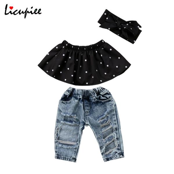 clothing sets licupiee casual kid baby girls summer polka dot off shoulder t-shirt+broken pants+headband 0-3 years, White
clothing sets licupiee casual kid baby girls summer polka dot off shoulder t-shirt+broken pants+headband 0-3 years, White