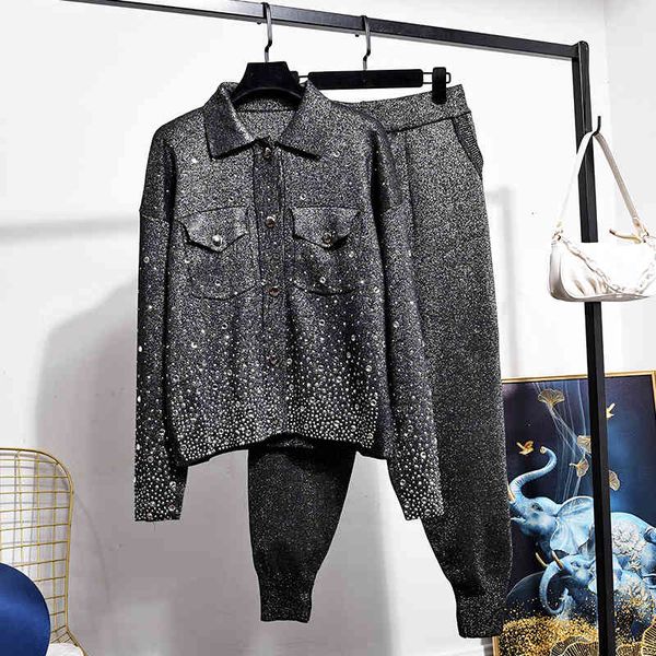 women's tracksuits fashion two piece set autumn bright silk loose knitted jacket + casual knit pants tide g455 b70z, Gray
women's tracksuits fashion two piece set autumn bright silk loose knitted jacket + casual knit pants tide g455 b70z, Gray
