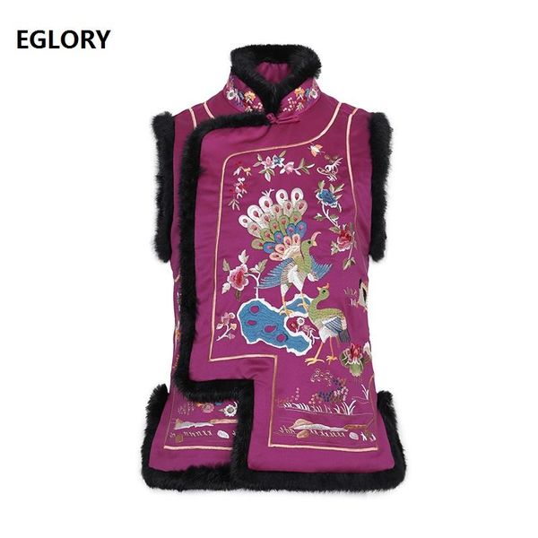 women's vests brand vest parka jackets 2021 winter women lurex phonix embroidery hair patchwork casual purple female, Black;white 
women's vests brand vest parka jackets 2021 winter women lurex phonix embroidery hair patchwork casual purple female, Black;white