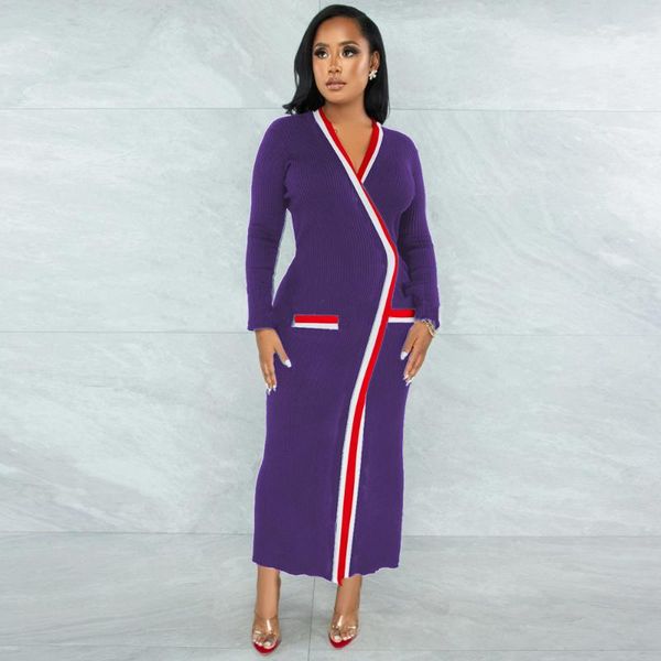 casual dresses classic striped patchwork bodycon maxi dress women fashion deep v neck long sleeve slim vintage rib knitted vestidos, Black;gray
casual dresses classic striped patchwork bodycon maxi dress women fashion deep v neck long sleeve slim vintage rib knitted vestidos, Black;gray
