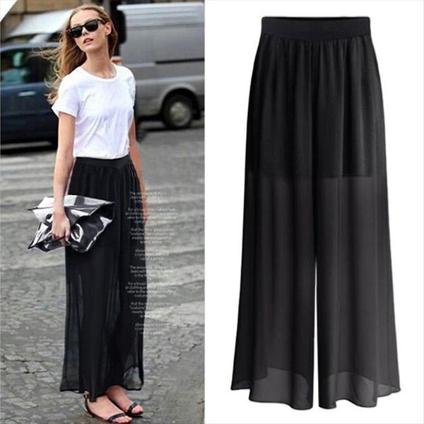 pluse size fashion chiffon women pant high waist wide leg trousers, Black;white
pluse size fashion chiffon women pant high waist wide leg trousers, Black;white
