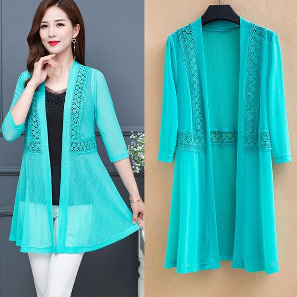 women's jackets three quarter sleeve medium long lace patchwork coat fashion ladies solid casual thin 2021 summer big size women, Black;brown
women's jackets three quarter sleeve medium long lace patchwork coat fashion ladies solid casual thin 2021 summer big size women, Black;brown