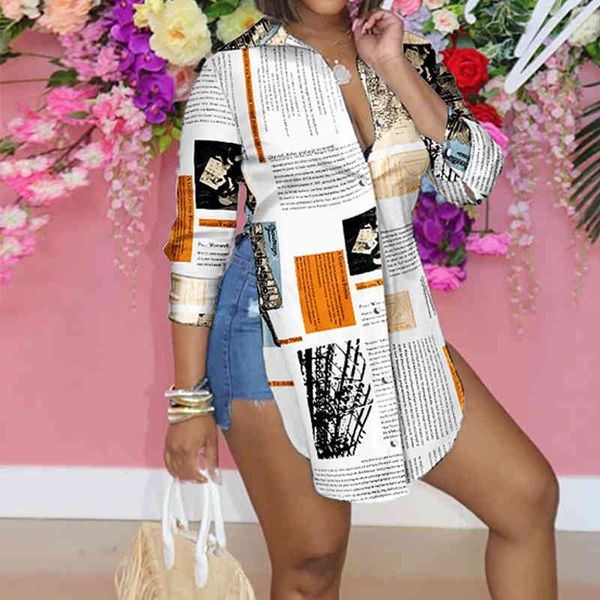 12 colors s-2xl summer women plus size personalized long sleeve printed both side slit casual shirt 210521, White
12 colors s-2xl summer women plus size personalized long sleeve printed both side slit casual shirt 210521, White