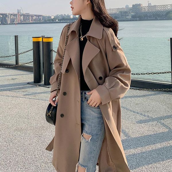 women's trench coats women coat vintage long outerwear loose overcoat with belt winter fashion double-breasted office windbreaker femal, Tan;black
women's trench coats women coat vintage long outerwear loose overcoat with belt winter fashion double-breasted office windbreaker femal, Tan;black