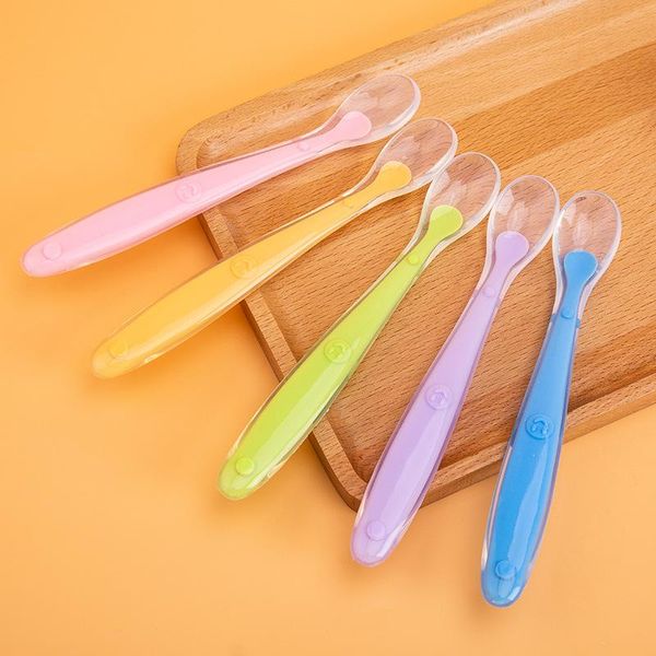 forks baby soft silicone spoon candy color temperature sensing children feeding tools
forks baby soft silicone spoon candy color temperature sensing children feeding tools