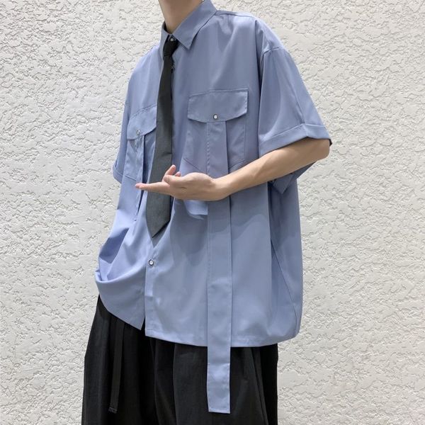 men's casual shirts give tie ribbon decorate hawaiian fashion short sleeve temperament camisa social masculina streetwear rvx3, White;black
men's casual shirts give tie ribbon decorate hawaiian fashion short sleeve temperament camisa social masculina streetwear rvx3, White;black