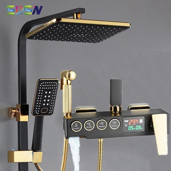 thermostatic shower set , solid brass bathroom system copper bathtub mixer faucets of black gold digital bath sets
thermostatic shower set , solid brass bathroom system copper bathtub mixer faucets of black gold digital bath sets