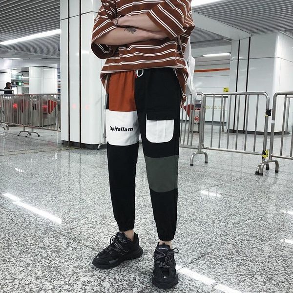 men's pants 2021 cargo hip hop spliced color sweatpants leisure elastic waist joggers street attire harajuku men length, Black
men's pants 2021 cargo hip hop spliced color sweatpants leisure elastic waist joggers street attire harajuku men length, Black