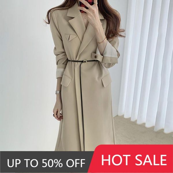 women's trench coats korean fashion women clothing autumn british lapel loose knee-length windbreaker elegant belt jacket fall female c, Tan;black
women's trench coats korean fashion women clothing autumn british lapel loose knee-length windbreaker elegant belt jacket fall female c, Tan;black