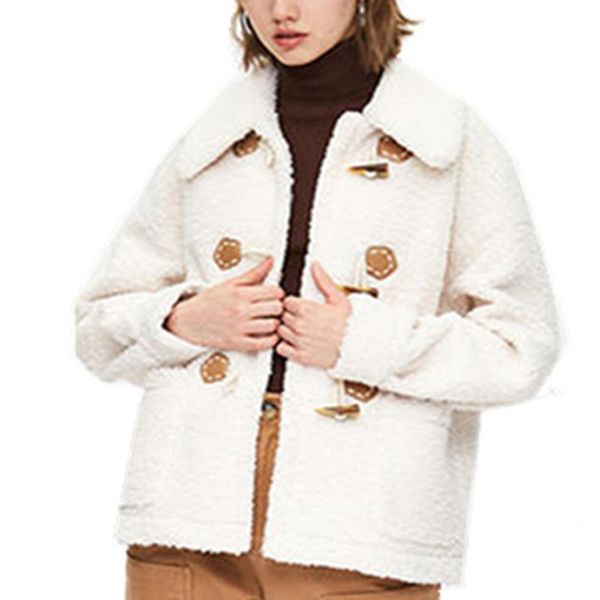 women's wool & blends autumn / winter 2021 coat age reduction lapel loose plush ox horn button lamb fur female, Black
women's wool & blends autumn / winter 2021 coat age reduction lapel loose plush ox horn button lamb fur female, Black