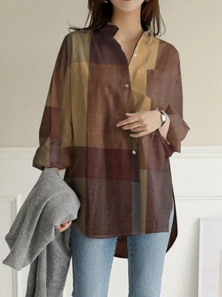 women's blouses & shirts 2021 spring women plaid checked blouse vintage lapel neck long sleeve shirt plus size casual lace up buttons, White
women's blouses & shirts 2021 spring women plaid checked blouse vintage lapel neck long sleeve shirt plus size casual lace up buttons, White