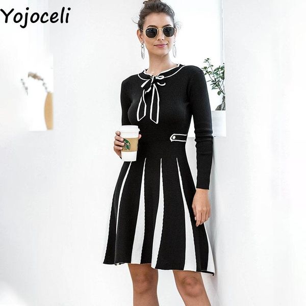 casual dresses yojoceli elegant bow striped knitted skate dress women autumn black warm sweater vestidos winter short, Black;gray
casual dresses yojoceli elegant bow striped knitted skate dress women autumn black warm sweater vestidos winter short, Black;gray