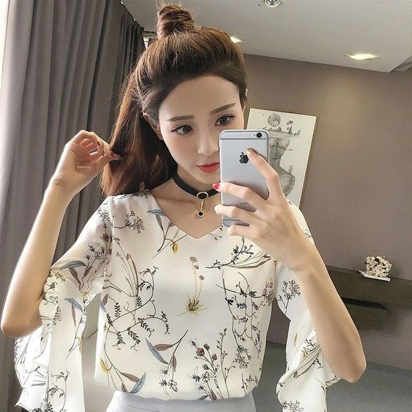 women's blouses & shirts 2021 korean chiffon plant print fashion trumpet short sleeve xianqi girl's thin base shirt b051, White
women's blouses & shirts 2021 korean chiffon plant print fashion trumpet short sleeve xianqi girl's thin base shirt b051, White