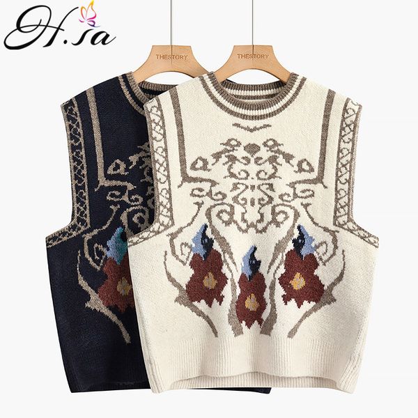 h.sa spring designer sweater vest oneck sleeveless retro vests autumn winter jumper knitted korean pullover 210417, White;black
h.sa spring designer sweater vest oneck sleeveless retro vests autumn winter jumper knitted korean pullover 210417, White;black