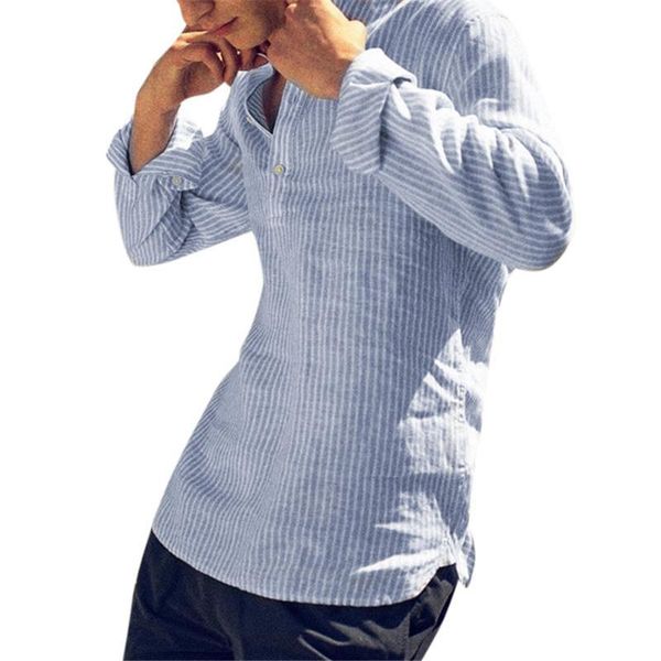 casual shirt men comfortable cotton long sleeve men's spring and autumn stripes cool slim version of the standing shirts, White;black 
casual shirt men comfortable cotton long sleeve men's spring and autumn stripes cool slim version of the standing shirts, White;black