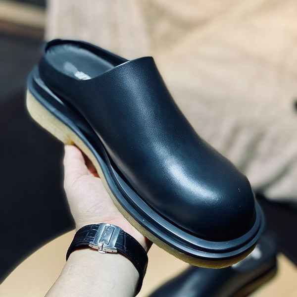 2021 handmade platform half slides dress shoes cow leather cover toe muler slippers, Black
2021 handmade platform half slides dress shoes cow leather cover toe muler slippers, Black