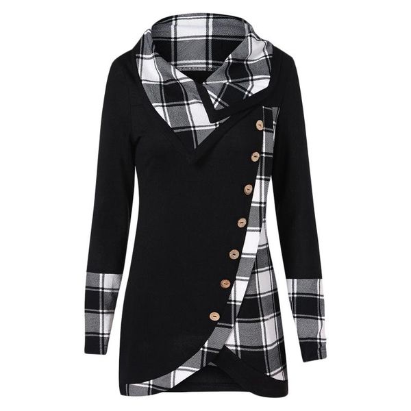women's hoodies & sweatshirts spring autumn patchwork checked women scarf collar tartan asymmetrical sweatshirt casual tunic shirts, Black
women's hoodies & sweatshirts spring autumn patchwork checked women scarf collar tartan asymmetrical sweatshirt casual tunic shirts, Black