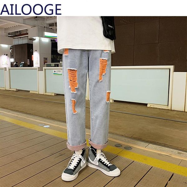 men's jeans boyfriend patchwork ripped men korean fashions casual denim pants japanese streetwear hip hop baggy clothing, Blue
men's jeans boyfriend patchwork ripped men korean fashions casual denim pants japanese streetwear hip hop baggy clothing, Blue