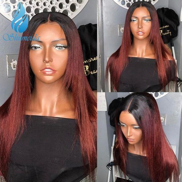 lace wigs shumeida ombre red color 13x4 front human hair brazilian remy long straight glueless wig baby for women, Black;brown 
lace wigs shumeida ombre red color 13x4 front human hair brazilian remy long straight glueless wig baby for women, Black;brown