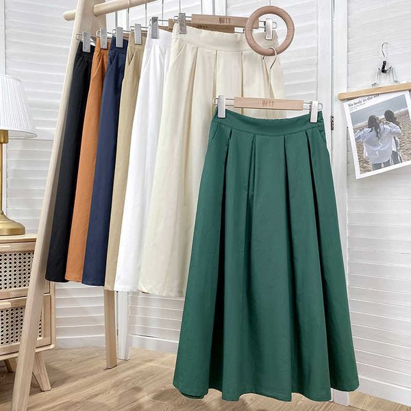 skirts summer fashion pleated long women casual high waist a line korean vintage flared midi skirt with pocket black white green 0
skirts summer fashion pleated long women casual high waist a line korean vintage flared midi skirt with pocket black white green 0