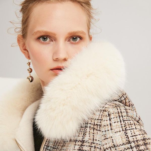 women's fur & faux fashion sheep shearing coat 100% wool jacket collar hooded women coats slim female jakcet abrigo zjt450, Black
women's fur & faux fashion sheep shearing coat 100% wool jacket collar hooded women coats slim female jakcet abrigo zjt450, Black