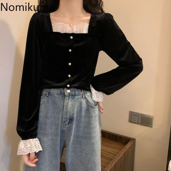 nomikuma korean vintage square collar lace patchwork shirts long sleeve gold velvet blouse elegant fashion crop blusa 3d332 women's bl, White
nomikuma korean vintage square collar lace patchwork shirts long sleeve gold velvet blouse elegant fashion crop blusa 3d332 women's bl, White