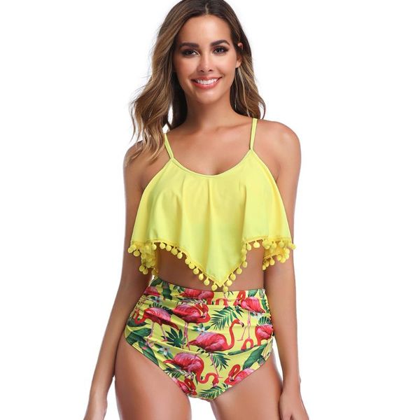 plus size ruffle bikini sets woman flamingos swimsuit high waist bathing suit pom ruched swimwear biquini women's, White;black
plus size ruffle bikini sets woman flamingos swimsuit high waist bathing suit pom ruched swimwear biquini women's, White;black