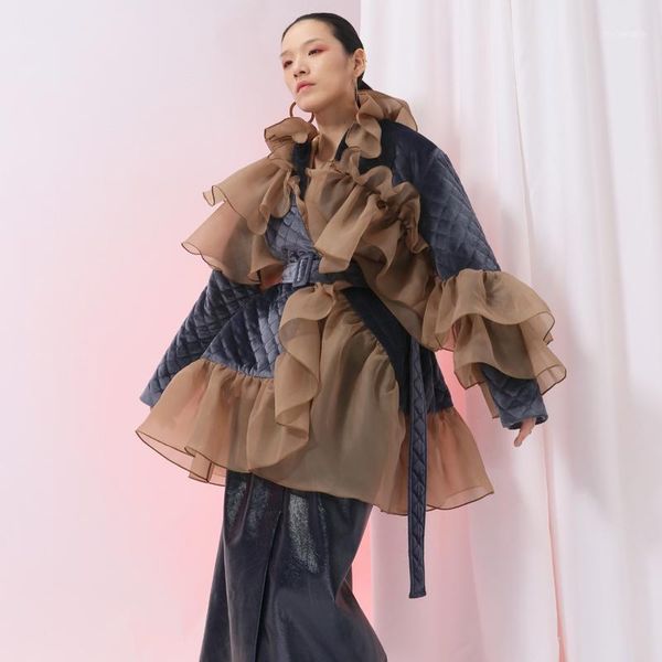 women's down & parkas 2021 autumn winter overcoat female ruffles mesh patchwork loose large size velvet cotton-padded coat women jacke, Black
women's down & parkas 2021 autumn winter overcoat female ruffles mesh patchwork loose large size velvet cotton-padded coat women jacke, Black