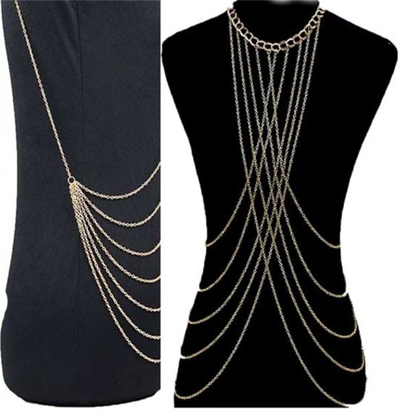 body chain popular bikini tassel cross body chain necklace, Silver 
body chain popular bikini tassel cross body chain necklace, Silver